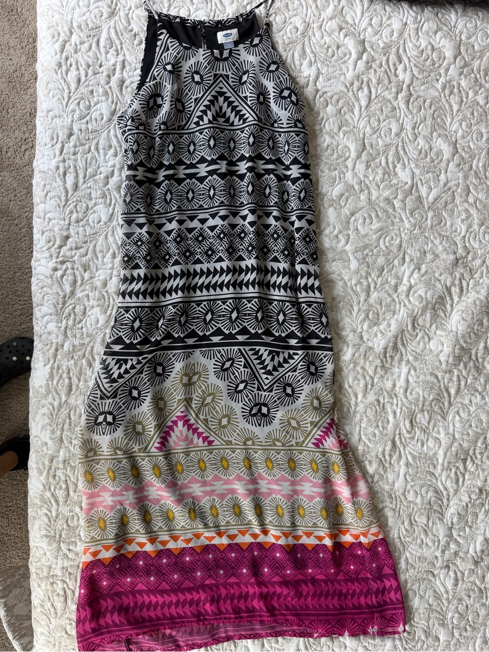 Old Navy Black and White Geometric Halter Dress